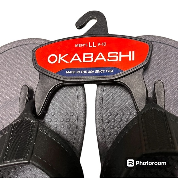 Okabashi Men’s Voyager Flip Flops Gray Black LL 9-10 NEW USA Arch Support - Picture 5 of 5
